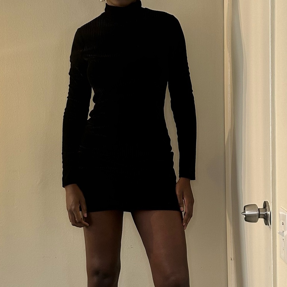 Elegant Black Turtleneck Dress